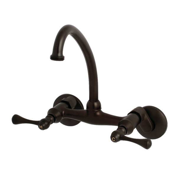 KS374ORB Kingston Two Handle Wall Mount Laundry Faucet, Oil Rubbed Brnz
